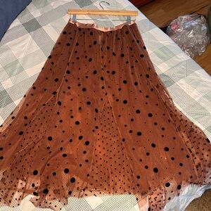Maeve Brown Polka Dot A-Line Skirt